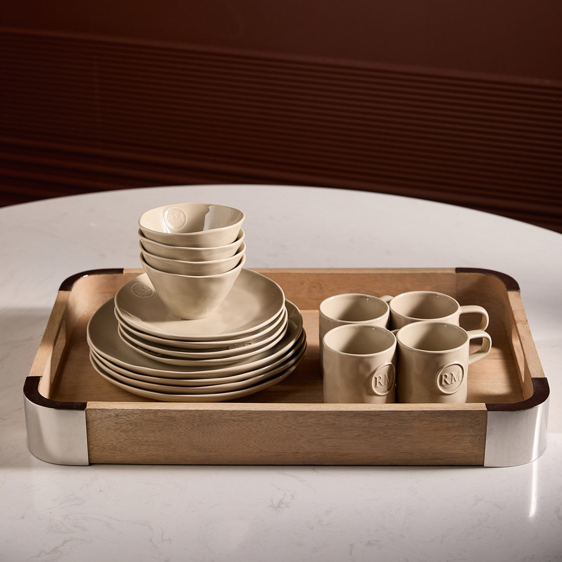 Portofino Dinnerware Set of 16 flax